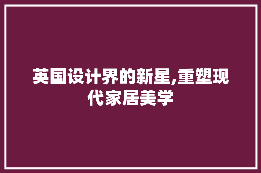 英国设计界的新星,重塑现代家居美学