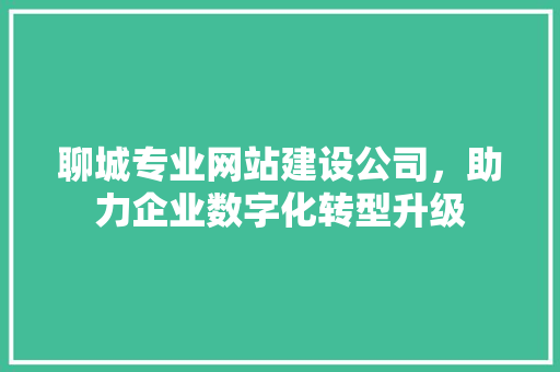 聊城专业网站建设公司，助力企业数字化转型升级 聊城专业网站建设公司，助力企业数字化转型升级 搜狗SEO