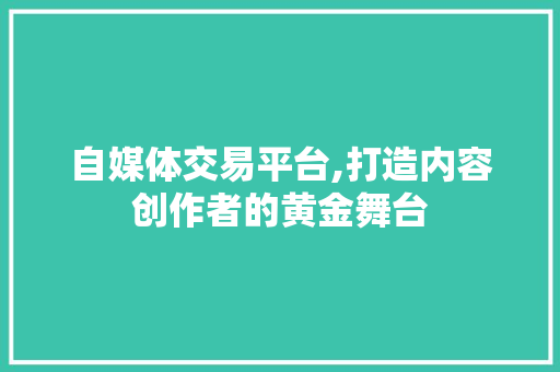 自媒体交易平台,打造内容创作者的黄金舞台