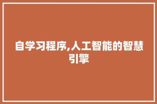 自学习程序,人工智能的智慧引擎