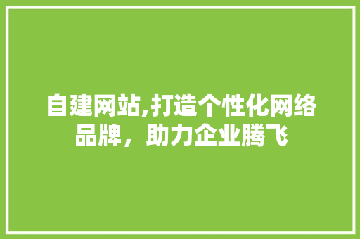 自建网站,打造个性化网络品牌，助力企业腾飞