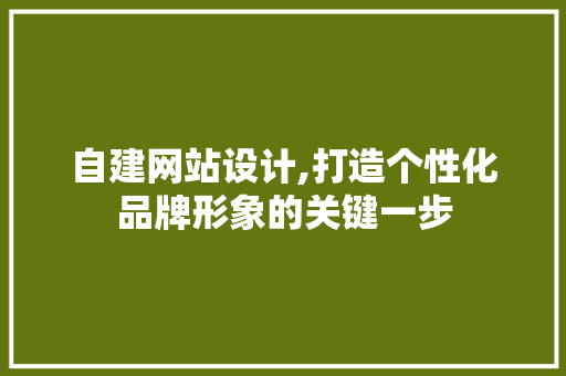 自建网站设计,打造个性化品牌形象的关键一步