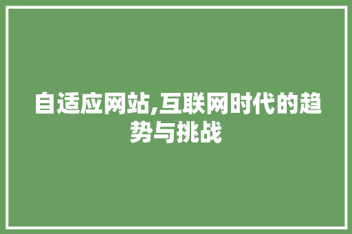自适应网站,互联网时代的趋势与挑战 自适应网站,互联网时代的趋势与挑战 神马SEO