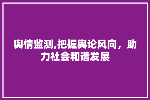 舆情监测,把握舆论风向，助力社会和谐发展