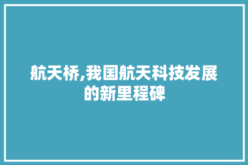 航天桥,我国航天科技发展的新里程碑