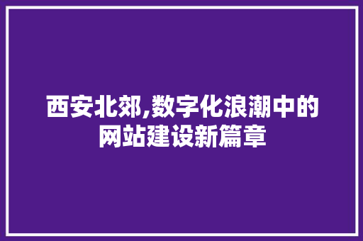 西安北郊,数字化浪潮中的网站建设新篇章