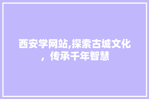 西安学网站,探索古城文化，传承千年智慧 西安学网站,探索古城文化，传承千年智慧 SEO关键词