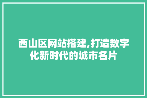 西山区网站搭建,打造数字化新时代的城市名片
