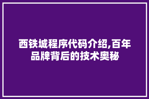 西铁城程序代码介绍,百年品牌背后的技术奥秘