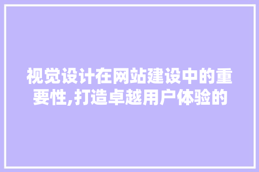 视觉设计在网站建设中的重要性,打造卓越用户体验的关键 视觉设计在网站建设中的重要性,打造卓越用户体验的关键 神马SEO