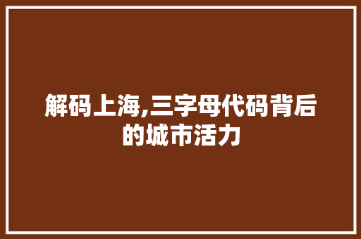 解码上海,三字母代码背后的城市活力 解码上海,三字母代码背后的城市活力 必应SEO
