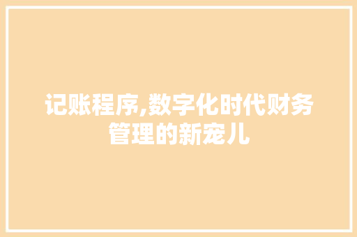 记账程序,数字化时代财务管理的新宠儿