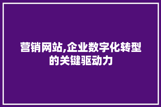 营销网站,企业数字化转型的关键驱动力 营销网站,企业数字化转型的关键驱动力 SEO关键词