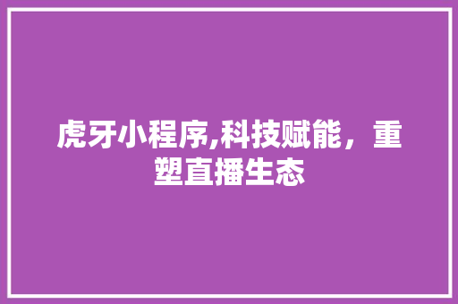虎牙小程序,科技赋能，重塑直播生态