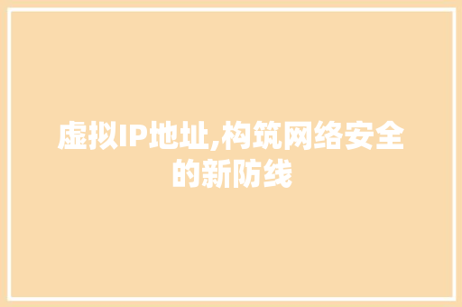 虚拟IP地址,构筑网络安全的新防线