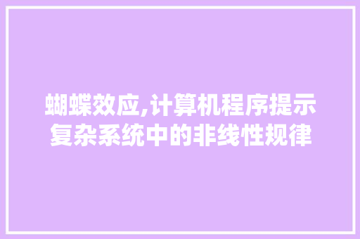 蝴蝶效应,计算机程序提示复杂系统中的非线性规律