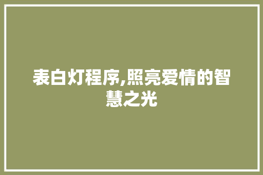 表白灯程序,照亮爱情的智慧之光 表白灯程序,照亮爱情的智慧之光 必应SEO