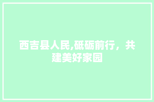 西吉县人民,砥砺前行，共建美好家园