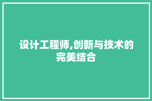 设计工程师,创新与技术的完美结合