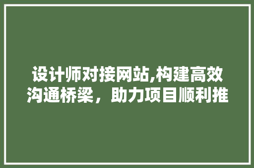 设计师对接网站,构建高效沟通桥梁，助力项目顺利推进
