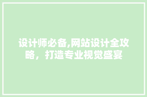 设计师必备,网站设计全攻略，打造专业视觉盛宴