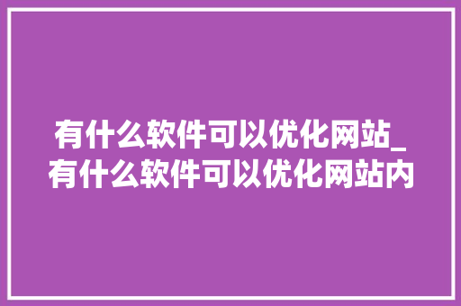 有什么软件可以优化网站_有什么软件可以优化网站内容。