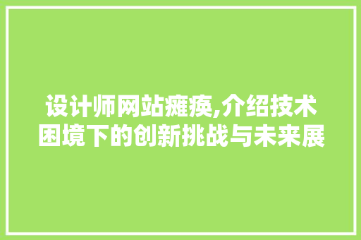 设计师网站瘫痪,介绍技术困境下的创新挑战与未来展望