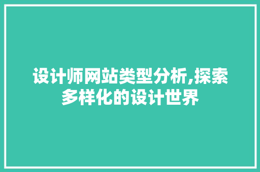 设计师网站类型分析,探索多样化的设计世界