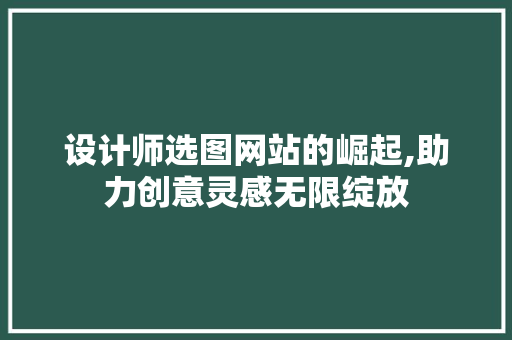 设计师选图网站的崛起,助力创意灵感无限绽放