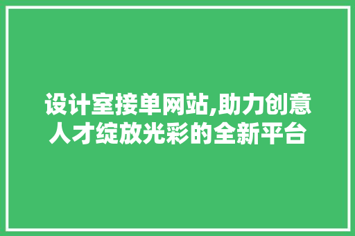 设计室接单网站,助力创意人才绽放光彩的全新平台