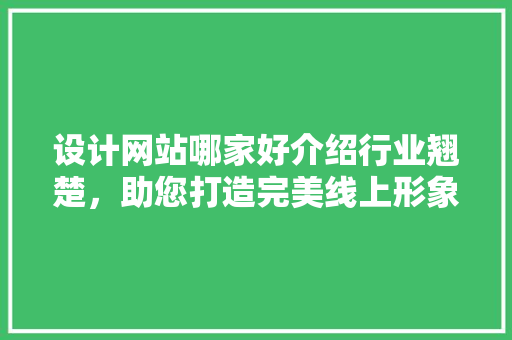 设计网站哪家好介绍行业翘楚，助您打造完美线上形象 设计网站哪家好介绍行业翘楚，助您打造完美线上形象 神马SEO