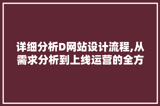 详细分析D网站设计流程,从需求分析到上线运营的全方位解读 详细分析D网站设计流程,从需求分析到上线运营的全方位解读 百度SEO