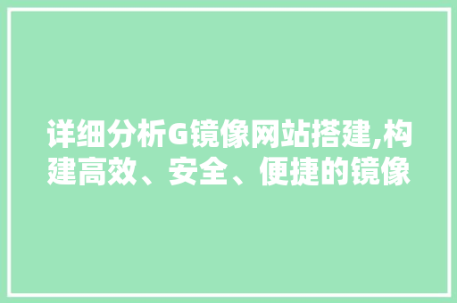 详细分析G镜像网站搭建,构建高效、安全、便捷的镜像服务体验 详细分析G镜像网站搭建,构建高效、安全、便捷的镜像服务体验 网站建设公司