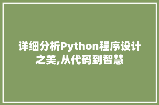 详细分析Python程序设计之美,从代码到智慧 详细分析Python程序设计之美,从代码到智慧 神马SEO