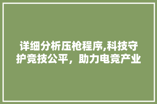 详细分析压枪程序,科技守护竞技公平,助力电竞产业腾飞 SEO关键词 详细分析压枪程序,科技守护竞技公平,助力电竞产业腾飞 详细分析压枪程序,科技守护竞技公平,助力电竞产业腾飞 SEO关键词