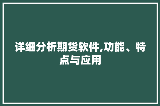 详细分析期货软件,功能、特点与应用 详细分析期货软件,功能、特点与应用 必应SEO