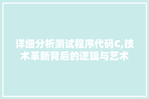 详细分析测试程序代码C,技术革新背后的逻辑与艺术 详细分析测试程序代码C,技术革新背后的逻辑与艺术 网站建设公司
