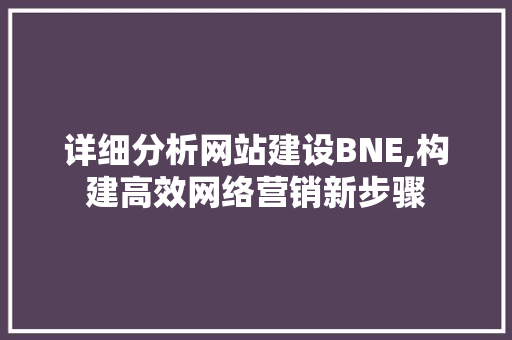 详细分析网站建设BNE,构建高效网络营销新步骤 详细分析网站建设BNE,构建高效网络营销新步骤 必应SEO
