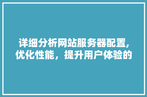 详细分析网站服务器配置,优化性能，提升用户体验的关键 详细分析网站服务器配置,优化性能，提升用户体验的关键 网站建设公司