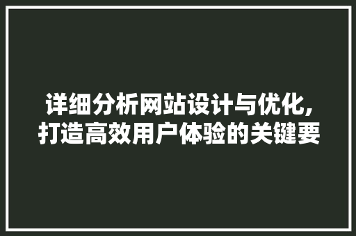 详细分析网站设计与优化,打造高效用户体验的关键要素 详细分析网站设计与优化,打造高效用户体验的关键要素 必应SEO
