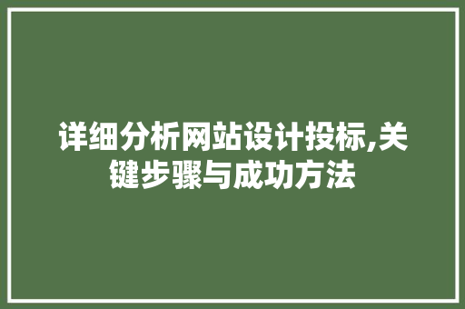 详细分析网站设计投标,关键步骤与成功方法 详细分析网站设计投标,关键步骤与成功方法 网站建设公司