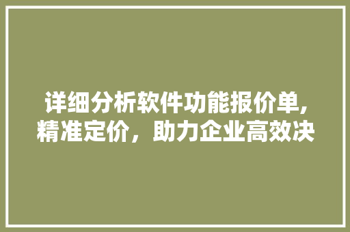 详细分析软件功能报价单,精准定价，助力企业高效决策