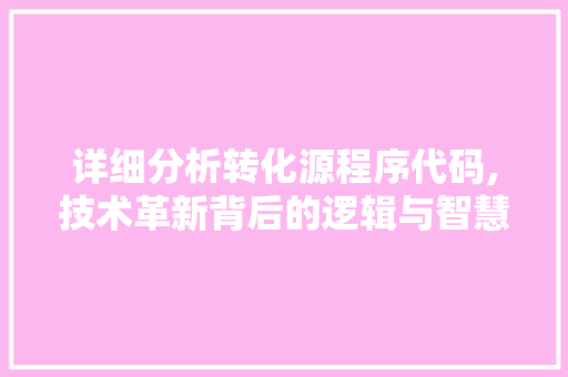 详细分析转化源程序代码,技术革新背后的逻辑与智慧 详细分析转化源程序代码,技术革新背后的逻辑与智慧 网站建设公司
