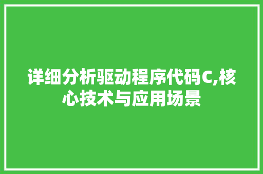 详细分析驱动程序代码C,核心技术与应用场景