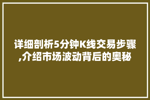 详细剖析5分钟K线交易步骤,介绍市场波动背后的奥秘 详细剖析5分钟K线交易步骤,介绍市场波动背后的奥秘 搜狗SEO