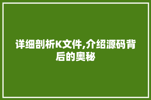 详细剖析K文件,介绍源码背后的奥秘
