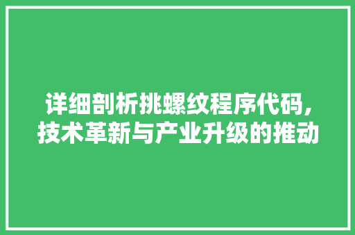 详细剖析挑螺纹程序代码,技术革新与产业升级的推动力 详细剖析挑螺纹程序代码,技术革新与产业升级的推动力 SEO关键词