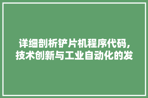 详细剖析铲片机程序代码,技术创新与工业自动化的发展 详细剖析铲片机程序代码,技术创新与工业自动化的发展 搜狗SEO
