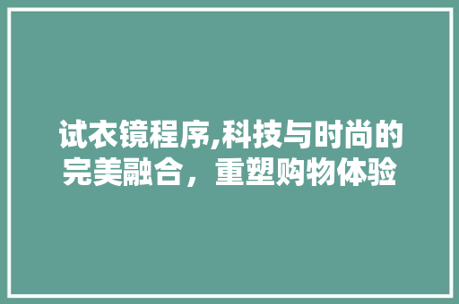 试衣镜程序,科技与时尚的完美融合，重塑购物体验 试衣镜程序,科技与时尚的完美融合，重塑购物体验 必应SEO