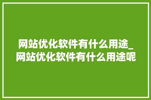 网站优化软件有什么用途_网站优化软件有什么用途呢。 网站优化软件有什么用途_网站优化软件有什么用途呢。 SEO关键词